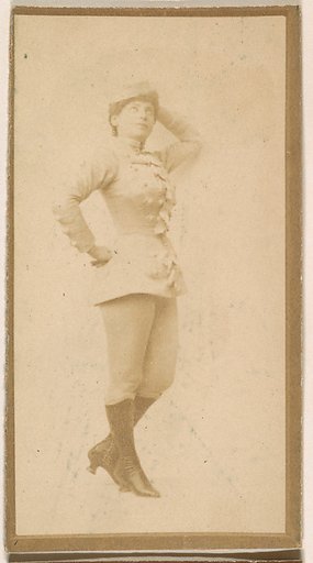 Actress leaning against wall, from the Actresses series (N664) promoting Old Fashion Fine Cut Tobacco