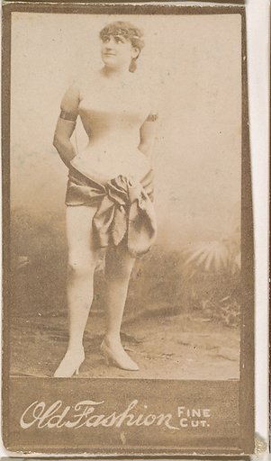 Actress wearing wide sash at waist, from the Actresses series (N664) promoting Old Fashion Fine Cut Tobacco