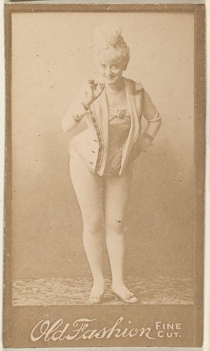 Actress leaning toward camera, from the Actresses series (N664) promoting Old Fashion Fine Cut Tobacco