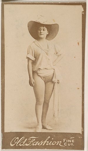 Actress wearing wide-brimmed hat, from the Actresses series (N664) promoting Old Fashion Fine Cut Tobacco