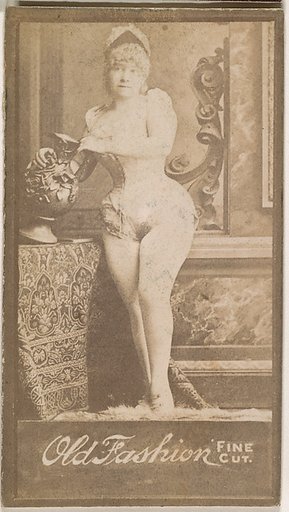 Actress holding vase, from the Actresses series (N664) promoting Old Fashion Fine Cut Tobacco