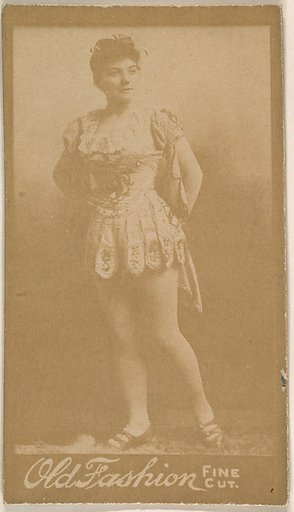Actress standing with hands behind back, from the Actresses series (N664) promoting Old Fashion Fine Cut Tobacco
