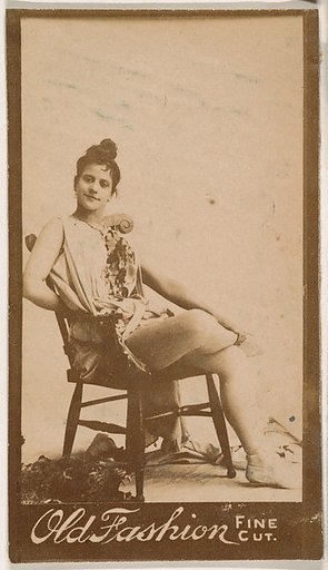 Actress seated in chair, from the Actresses series (N664) promoting Old Fashion Fine Cut Tobacco