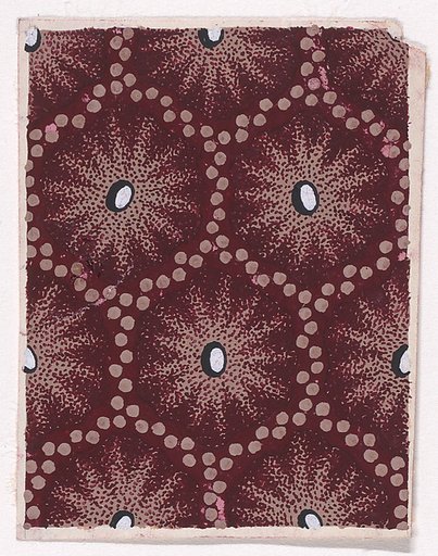 Textile Design with a Honeycomb Pattern of Garlands of Dots and Pearls over a Stippled Background