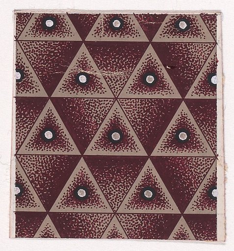 Textile Design with a Seamless Pattern of Alternating Triangles Decorated with Pearls
