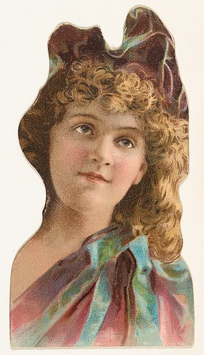 Actress wearing bodice with blue bow on shoulder, from Stars of the Stage, Fourth Series (N132) issued by Duke Sons & Co. to promote Honest Long Cut Tobacco