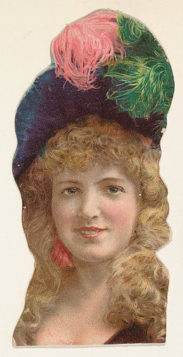 Actress wearing hat with pink and green feathers, from Stars of the Stage, Fourth Series (N132) issued by Duke Sons & Co. to promote Honest Long Cut Tobacco