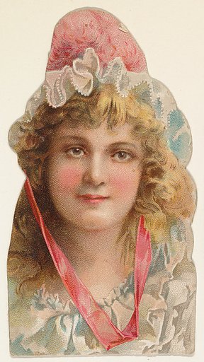 Actress wearing hat with pink feathers and ribbon, from Stars of the Stage, Fourth Series (N132) issued by Duke Sons & Co. to promote Honest Long Cut Tobacco