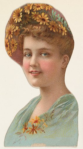 Actress wearing hat decorated with daisies, from Stars of the Stage, Fourth Series (N132) issued by Duke Sons & Co. to promote Honest Long Cut Tobacco