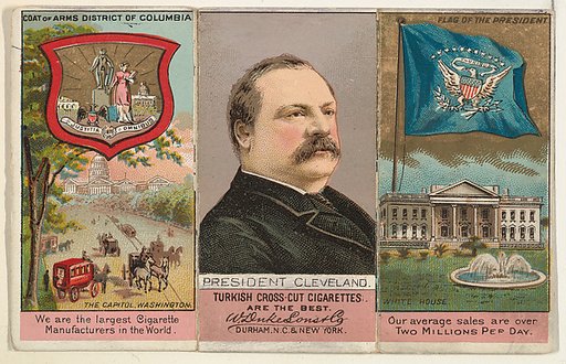 President Cleveland, District of Columbia, from "Governors, Arms, Etc." series (N133-1), issued by Duke Sons & Co.