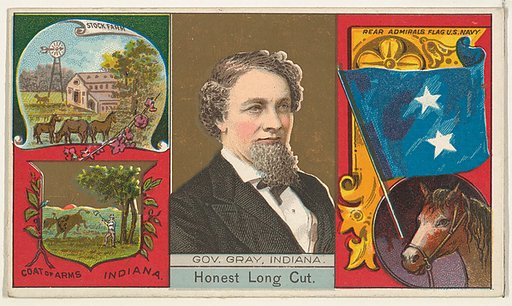 Governor Gray, Indiana, from "Governors, Arms, Etc." series (N133-1), issued by Duke Sons & Co.