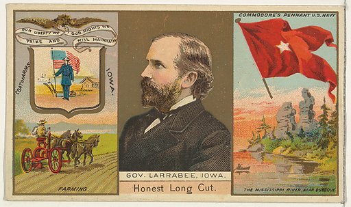Governor Larrabee, Iowa, from "Governors, Arms, Etc." series (N133-1), issued by Duke Sons & Co.