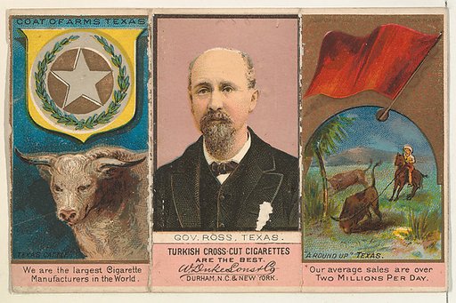 Governor Ross, Texas, from "Governors, Arms, Etc." series (N133-1), issued by Duke Sons & Co.