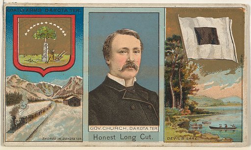 Governor Church, Dakota Territory, from "Governors, Arms, Etc." series (N133-1), issued by Duke Sons & Co.