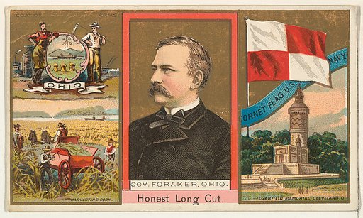 Governor Foraker, Ohio, from "Governors, Arms, Etc." series (N133-1), issued by Duke Sons & Co.