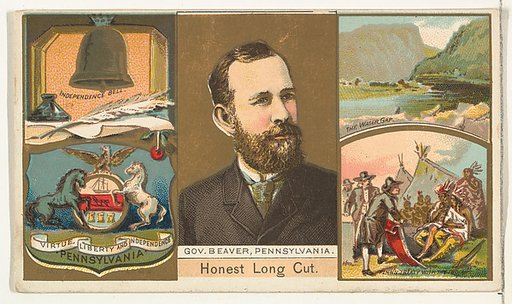 Governor Beaver, Pennsylvania, from "Governors, Arms, Etc." series (N133-1), issued by Duke Sons & Co.