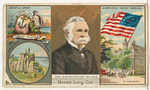 Governor Davis, Rhode Island, from "Governors, Arms, Etc." series (N133-1), issued by Duke Sons & Co.