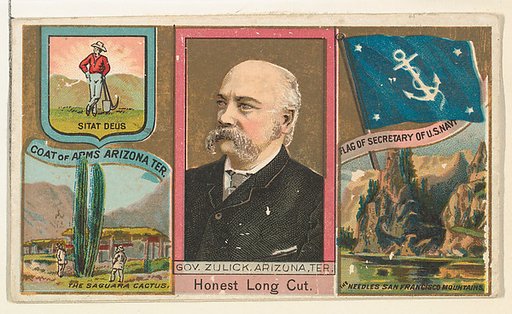 Governor Zulick, Arizona Territory, from "Governors, Arms, Etc." series (N133-1), issued by Duke Sons & Co.