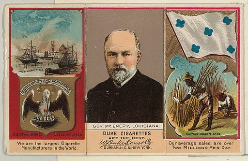 Governor McEnery, Louisiana, from "Governors, Arms, Etc." series (N133-2), issued by Duke Sons & Co.
