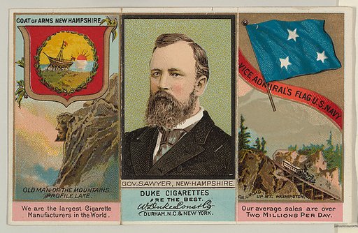 Governor Sawyer, New Hampshire, from "Governors, Arms, Etc." series (N133-2), issued by Duke Sons & Co.