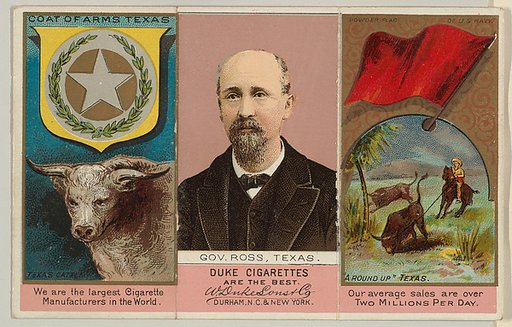 Governor Ross, Texas, from "Governors, Arms, Etc." series (N133-2), issued by Duke Sons & Co.