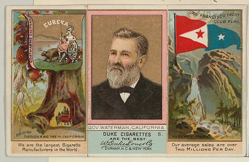 Governor Waterman, California, from "Governors, Arms, Etc." series (N133-2), issued by Duke Sons & Co.