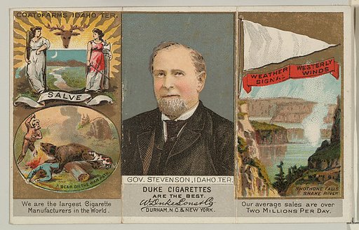Governor Stevenson, Idaho Territory, from "Governors, Arms, Etc." series (N133-2), issued by Duke Sons & Co.