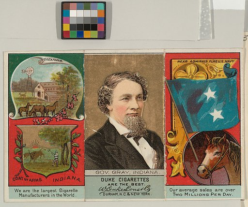 Governor Gray, Indiana, from "Governors, Arms, Etc." series (N133-2), issued by Duke Sons & Co.