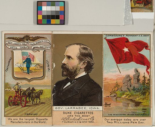 Governor Larrabee, Iowa, from "Governors, Arms, Etc." series (N133-2), issued by Duke Sons & Co.
