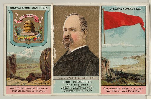Governor West, Utah Territory, from "Governors, Arms, Etc." series (N133-2), issued by Duke Sons & Co.