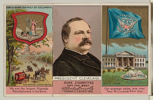 President Cleveland, District of Columbia, from "Governors, Arms, Etc." series (N133-2), issued by Duke Sons & Co.