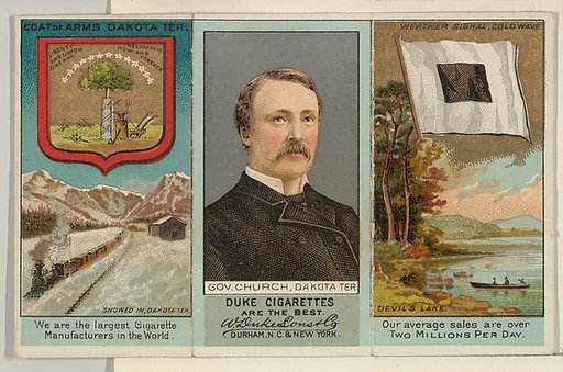 Governor Church, Dakota Territory, from "Governors, Arms, Etc." series (N133-2), issued by Duke Sons & Co.