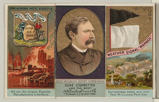 Governor Wilson, West Virginia, from "Governors, Arms, Etc." series (N133-2), issued by Duke Sons & Co.