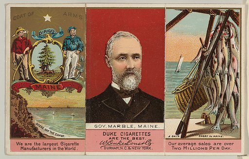 Governor Marble, Maine, from "Governors, Arms, Etc." series (N133-2), issued by Duke Sons & Co.
