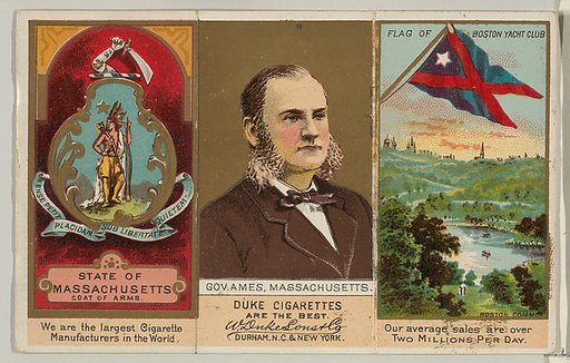 Governor Ames, Massachusetts, from "Governors, Arms, Etc." series (N133-2), issued by Duke Sons & Co.