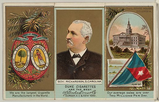 Governor Richardson, South Carolina, from "Governors, Arms, Etc." series (N133-2), issued by Duke Sons & Co.