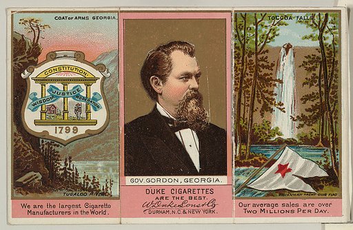 Governor Gordon, Georgia, from "Governors, Arms, Etc." series (N133-2), issued by Duke Sons & Co.