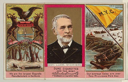 Governor Luce, Michigan, from "Governors, Arms, Etc." series (N133-2), issued by Duke Sons & Co.