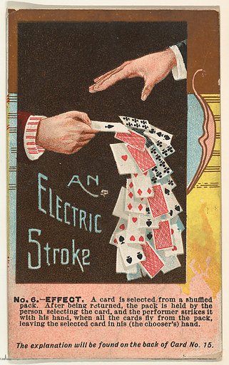 Number 6, An Electric Stroke, from the Tricks with Cards series (N138) issued by W. Duke, Sons & Co. to promote Honest Long Cut Tobacco