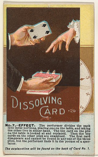 Number 7, Dissolving Card, from the Tricks with Cards series (N138) issued by W. Duke, Sons & Co. to promote Honest Long Cut Tobacco