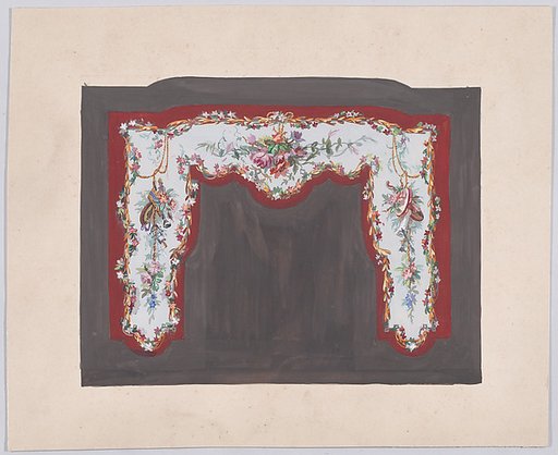 Design for a Fireplace (?) with Bundles and Garlands of Flowers Decorated with Musical Instruments
