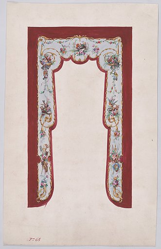 Design for a Valance with Bundles and Garlands of Flowers and Leaves Decorated with Gardening Tools upon which Small Birds Rest