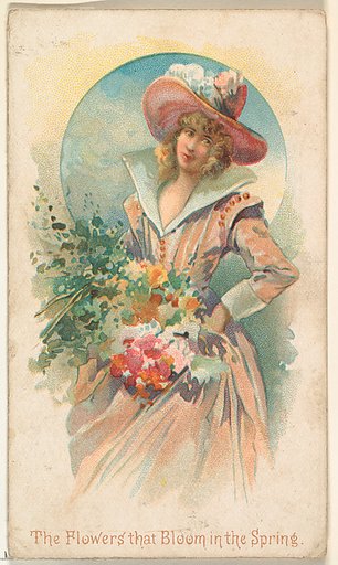 The Flowers that Bloom in the Spring, from the Illustrated Songs series (N116) issued by W. Duke, Sons & Co. to promote Honest Long Cut Tobacco