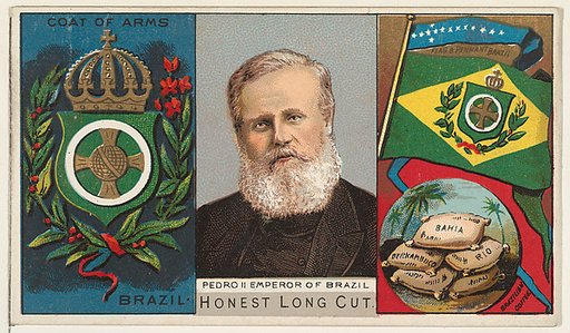 Pedro II, Emperor of Brazil, from the Rulers, Flags, and Coats of Arms series (N126-1) issued by W. Duke, Sons & Co.