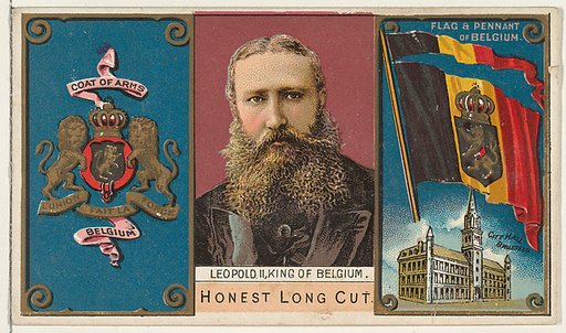 Leopold II, King of Belgium, from the Rulers, Flags, and Coats of Arms series (N126-1) issued by W. Duke, Sons & Co.