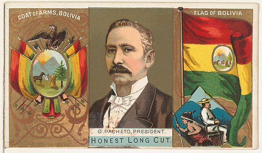 G. Pacheto, President of Bolivia, from the Rulers, Flags, and Coats of Arms series (N126-1) issued by W. Duke, Sons & Co.