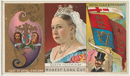 Queen Victoria of England, from the Rulers, Flags, and Coats of Arms series (N126-1) issued by W. Duke, Sons & Co.