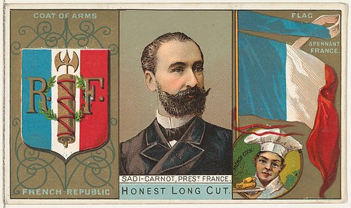 Sadi-Carnot, President of France, from the Rulers, Flags, and Coats of Arms series (N126-1) issued by W. Duke, Sons & Co.