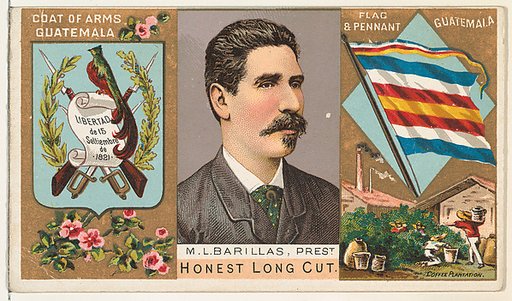 M. L. Barillas, President of Guatemala, from the Rulers, Flags, and Coats of Arms series (N126-1) issued by W. Duke, Sons & Co.