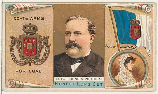 Luiz I, King of Portugal, from the Rulers, Flags, and Coats of Arms series (N126-1) issued by W. Duke, Sons & Co.